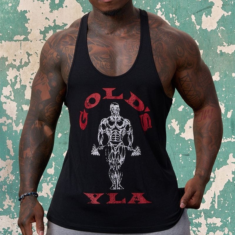 Youngla Co-Branded Gold's New Summer Men's Vest Jogger Sports Fitness Cotton Slim Vest