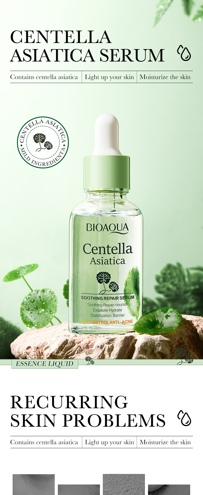 BIOAOUA All English Centella Original Solution Soothing essence Moisturizing and Firming_voghion.com