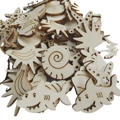 New cartoon-style wooden ocean animal puzzle pieces mixed set, home DIY decor accessories, creative design