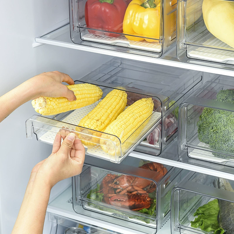 Производитель оптом кухонная хранение продуктов холодильник свежая коробка фрукты и овощи, дренаж, с крышкой PET
