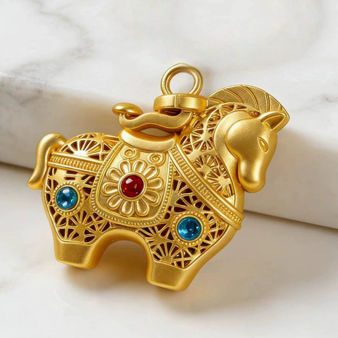 马年金属吊坠马上发财马上有钱钥匙扣流苏包挂装饰金马挂饰轻奢