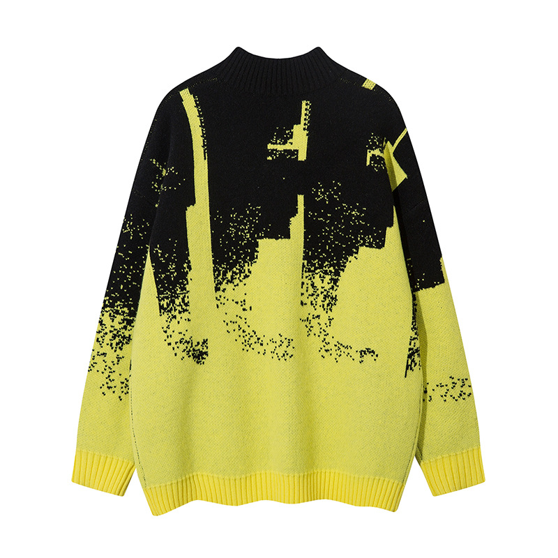 Herrenbekleidung Herbst und Winter Langarmpullover Street Trend Lockerer halboffener Kragen Trendige Strickoberteile für Herren und Damen_voghion.com