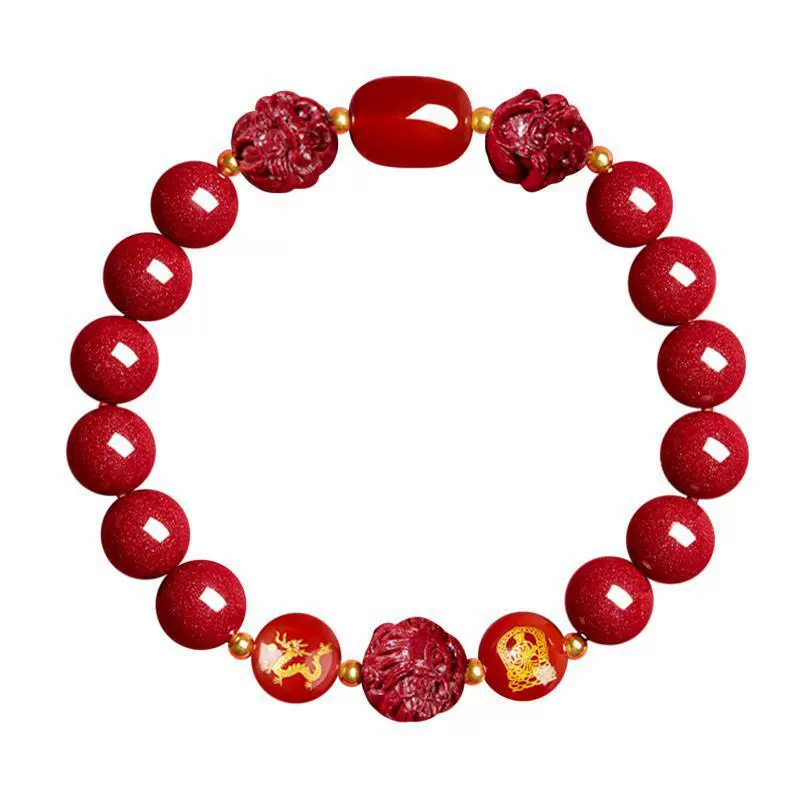  Birthday charm, amulet, one bead bracelet, cinnabar