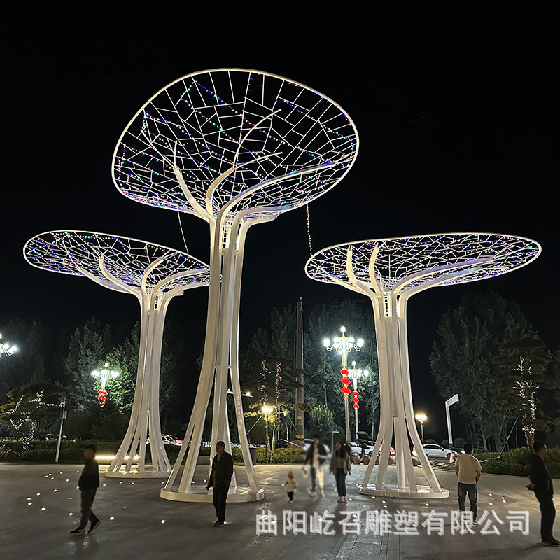 户外不锈钢雕塑异形廊架钢结构长廊创意铁艺金属雕塑厂家景观大树|undefined