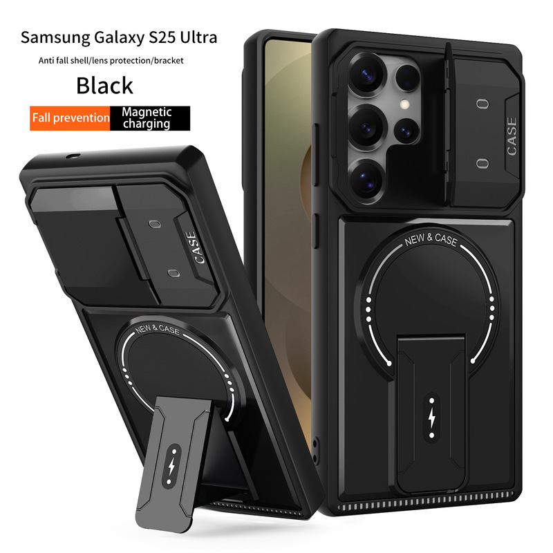 Cross-Border Hot-Selling Product Suitable for Samsung S26Ultra Phone Case, Mecha Magnetic Stand, Anti-Drop, Anti-Fingerprint, 36 Protection Cover