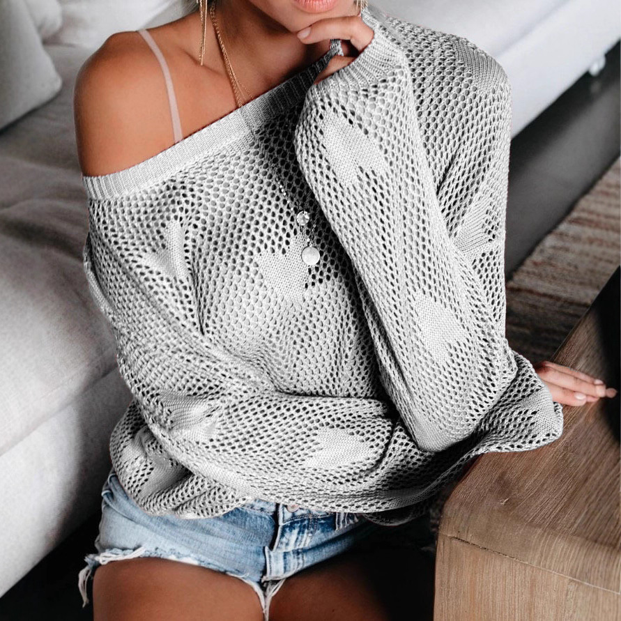 2025春季新款针织衫女套头跨境爆款网红性感镂空毛衣女一件代发