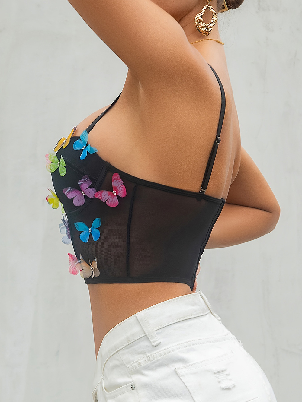 Women's Floral Embroidered Bra With Bow And Adjustable Straps_voghion.com