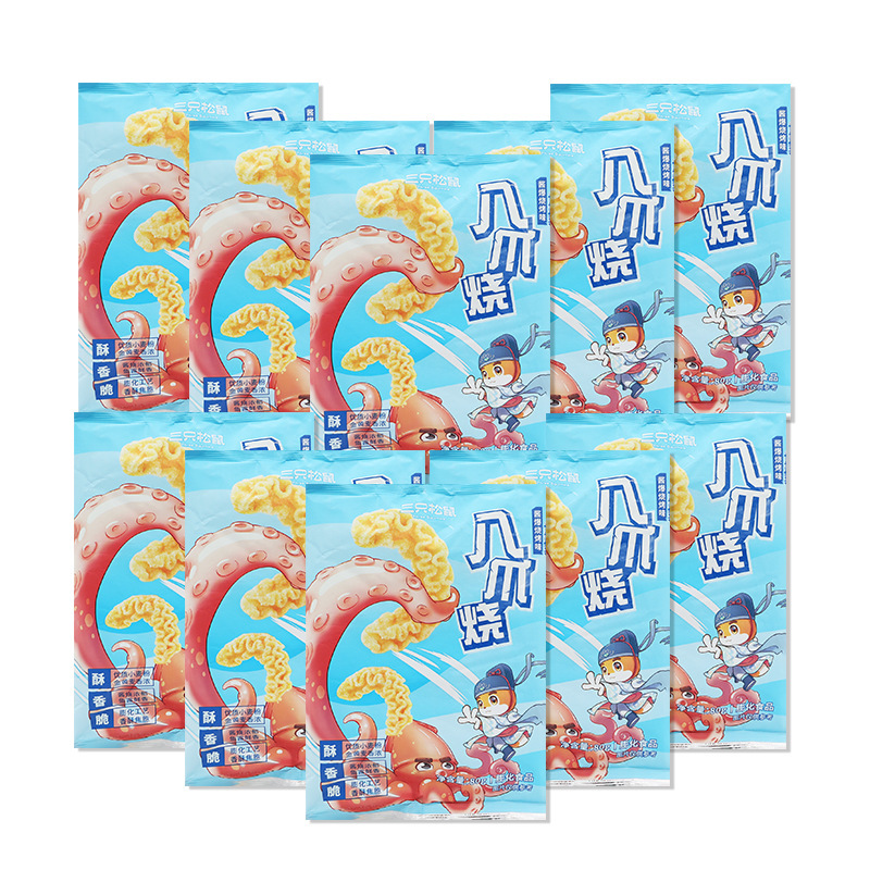 三只松鼠八爪烧80g/袋酱爆烧烤味儿时怀旧小吃零食膨化