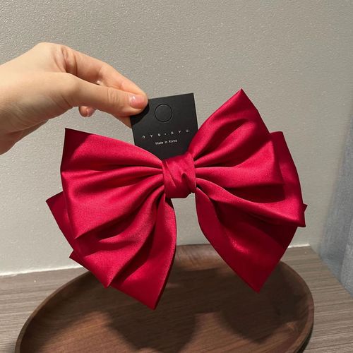Korean high-end satin three-layer bow hairpin spring clip high-quality small fragrance hair accessory bow headdress