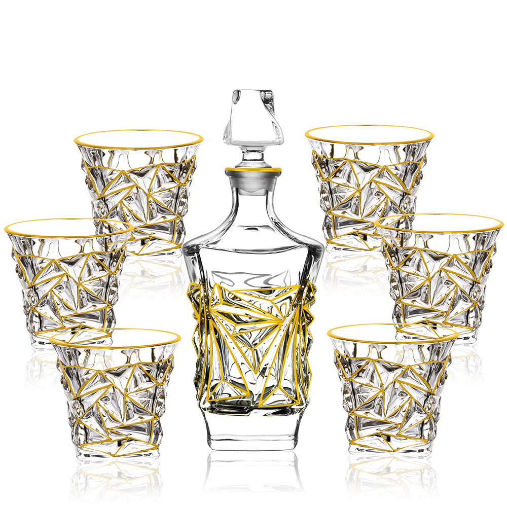 金像品牌 跨境专供新款威士忌酒具套装 850ml复古欧式酒具7件套