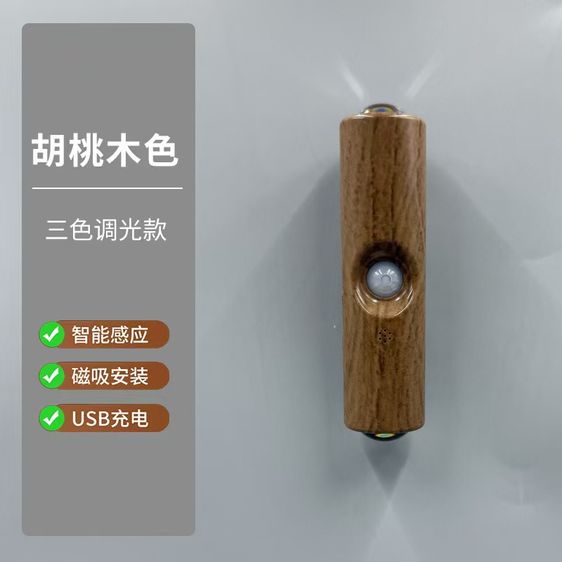 Transfronterizos nueva luz de inducción humana inteligente autoadhesiva lámpara de pared magnética recargable lámpara de noche colina doble ojo de gato lámpara de atmósfera