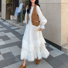 韩系小香风套装女2025秋季新款独特漂亮复古马甲气质连衣裙两件套