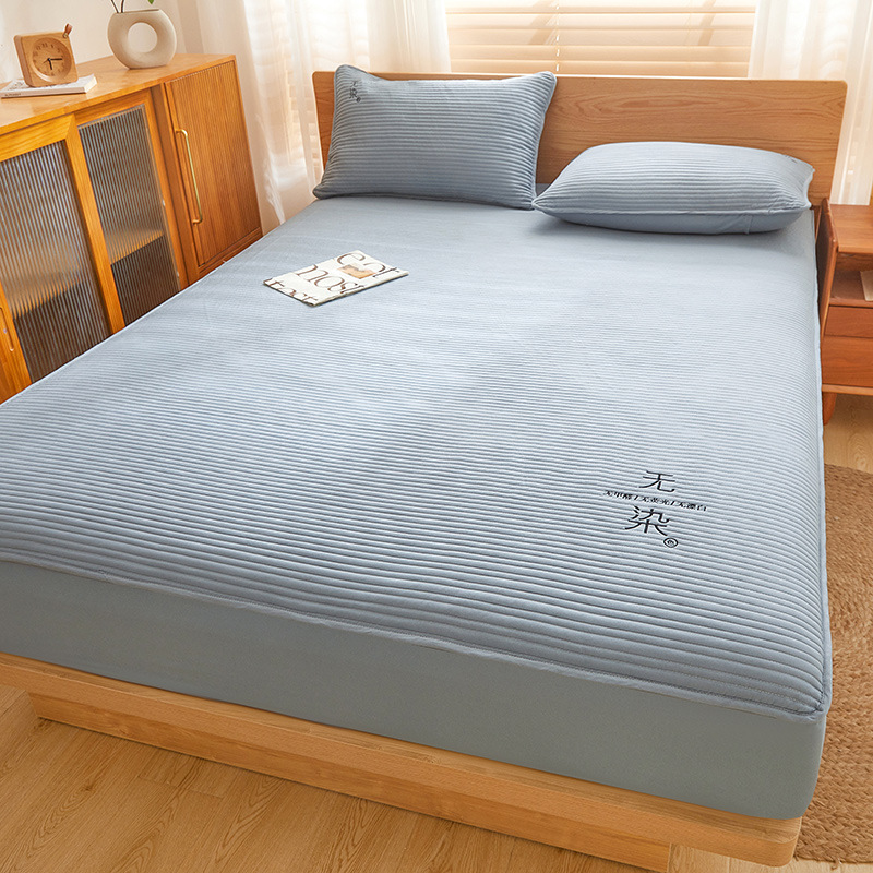 Class A raw cotton non-dying fitted sheet soy cotton pure cotton bedspread quilted bed cover pillowcase three-piece set bedding 100% cotton