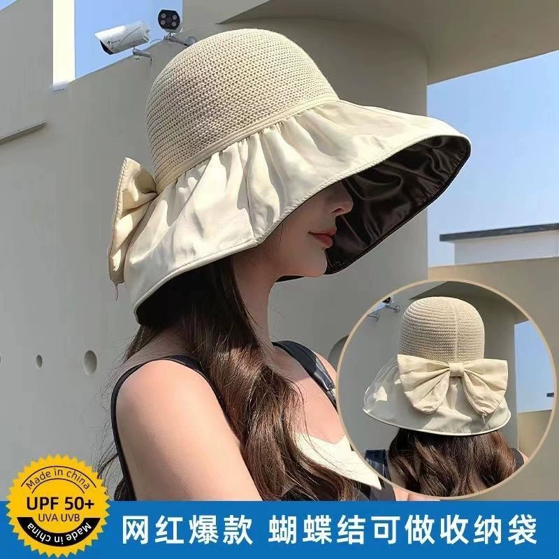 Шляпа женская летняя Защита от солнца УФ шляпа рыбака крышка лицо черный клей Солнцезащитная шляпа с большими полями Новинка