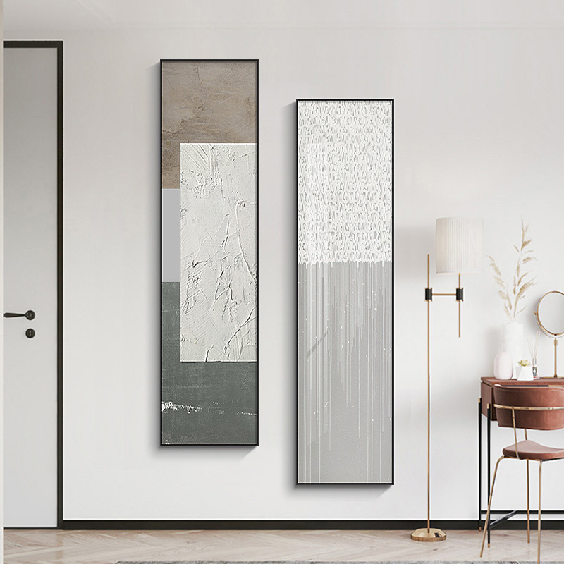 Vertical Narrow Long Morandi Simple Abstract Painting Living Room Aisle Corridor Hanging Painting Minimalist Hallway Decorative Painting
