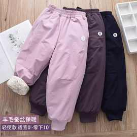 女童加厚保暖过冬棉裤子外穿儿童桑蚕丝休闲动加绒卫裤三防风裤子