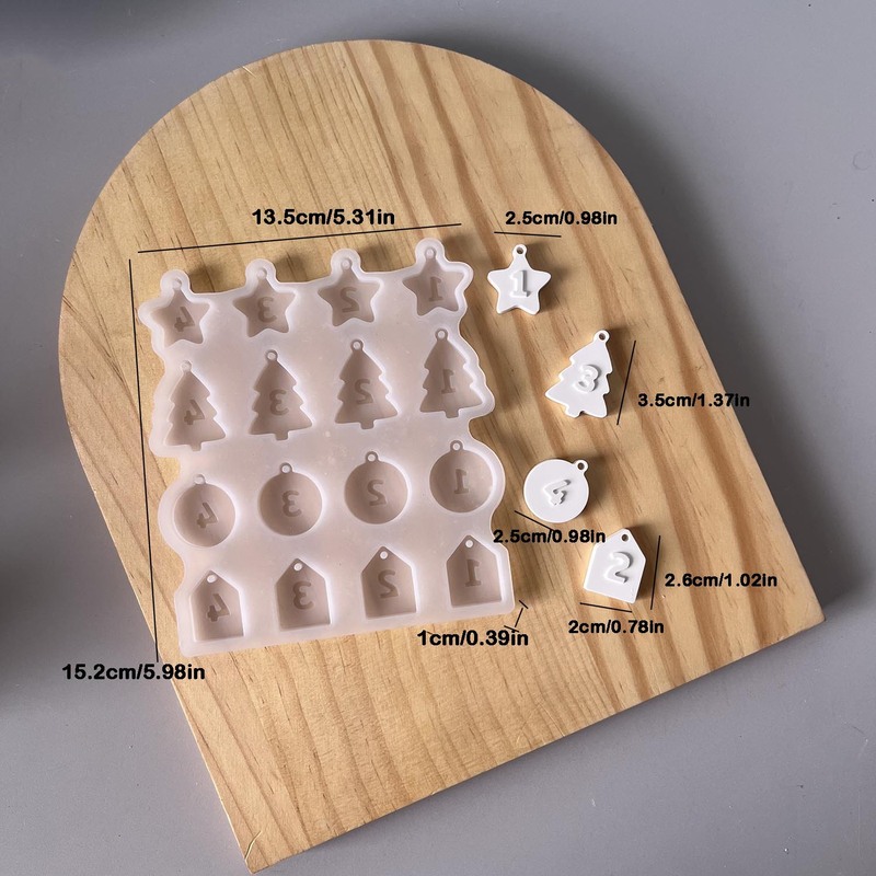 圣诞系列数字吊牌挂牌模具圣诞树降临节挂牌装饰石膏滴胶模具|undefined