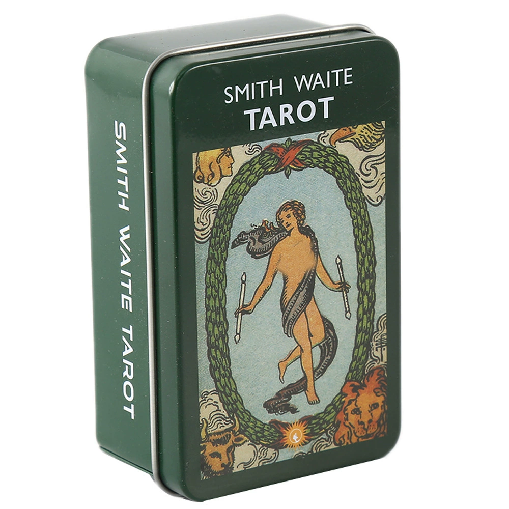 Жестяная колода Таро English Tarot Card с золотым тиснением по краю и брошюрой description
