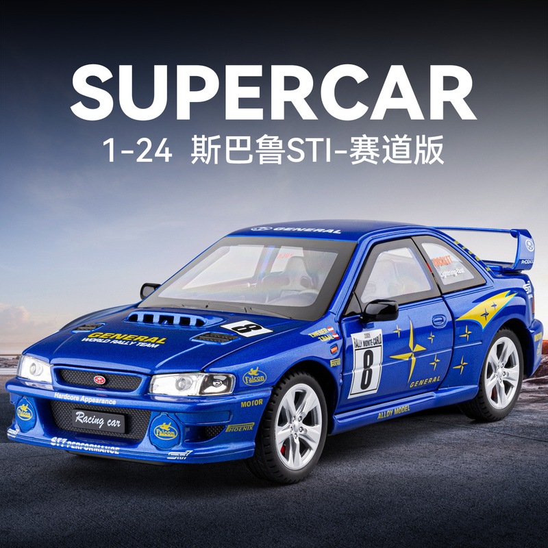 Cross-border export: 24552 boxed 1/24 scale Subaru STI track version die-cast alloy car model with realistic sound and light effects Cross-border export: 24552 boxed 1/24 scale Subaru STI track version die-cast alloy car model with realistic sound and light effects