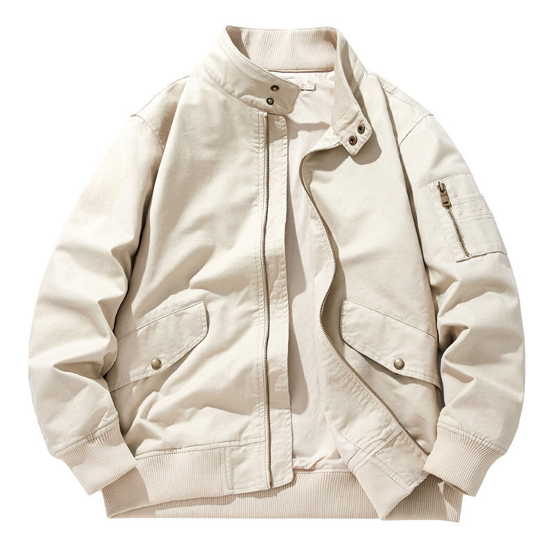 Pilot Jacket Men's Spring and Autumn Pure Cotton Men's Workwear Jacket Loose Large Size Jacket Casual Clothing with Hood