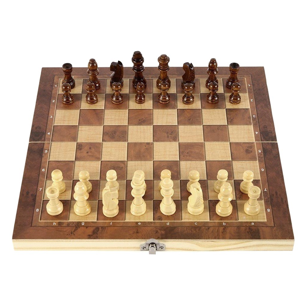 Ajedrez blanco y negro multifuncional del ajedrez del juego de madera natural de la pintura del ajedrez plegable de madera 3-in-1