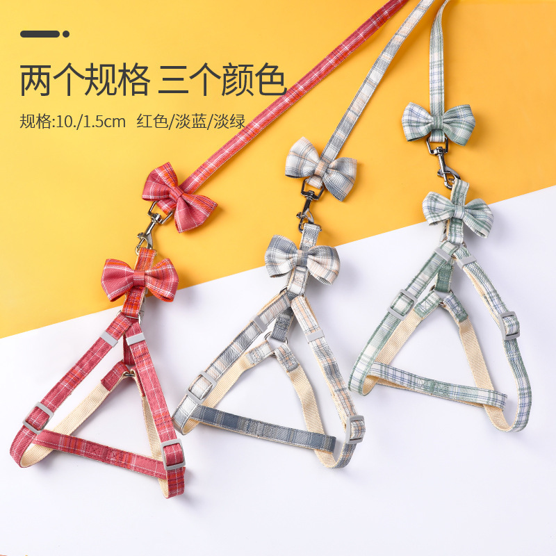 Cuerda de tracción para mascotas, correa para el pecho para mascotas, lazo a cuadros pequeño, lazo para gatos, lazo para perros pequeños y medianos, cadena para perros