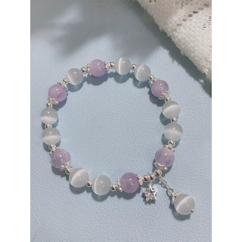 S137-Pulsera imitación ojo de gato estrella violeta#SZ–526