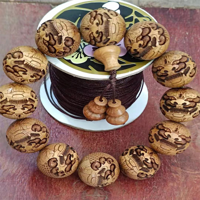 現貨批發五台山六道木雕刻貔貅佛珠木質文玩念珠男女情侶手鏈