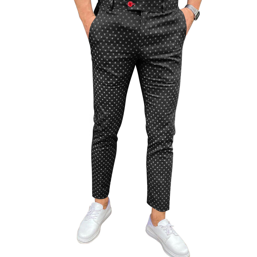 Pantaloni da completo da uomo nuovi Pantaloni formali da lavoro di alta qualità con stampa a pois Pantaloni casual slim fit da uomo_voghion.com
