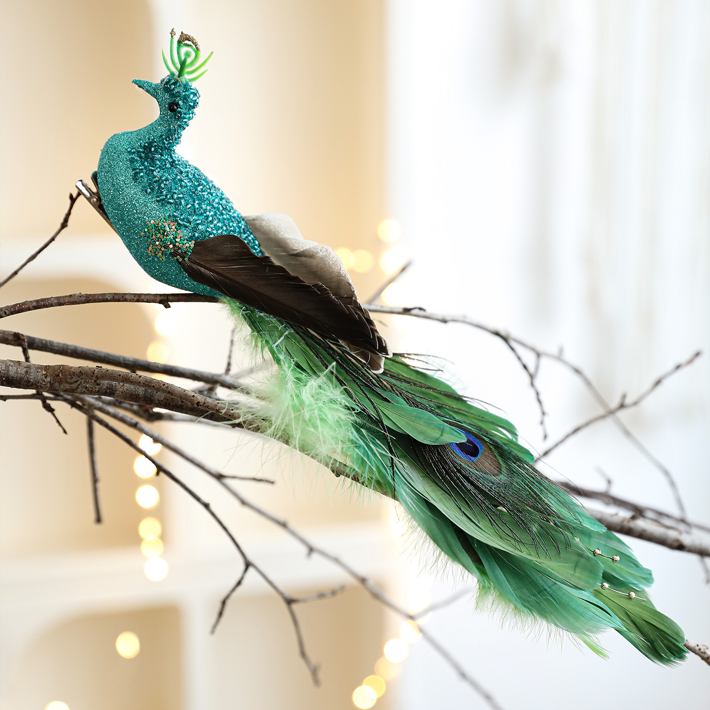 Decoración del árbol de Navidad pájaros plumas de color simulación de pájaros horticultura ramas decoración accesorios decoración pájaros colgantes