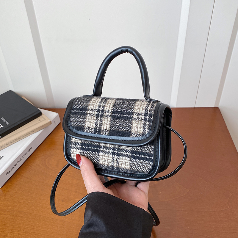 Borsa a tracolla a quadri da donna stile urbano casual_voghion.com