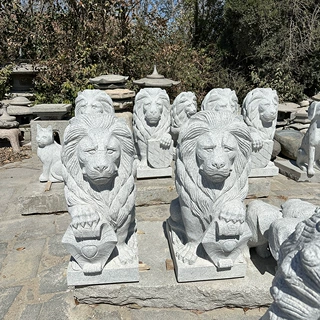 石雕狮子花岗岩石大理石动物石狮子 一对公司单位寺庙门口摆件