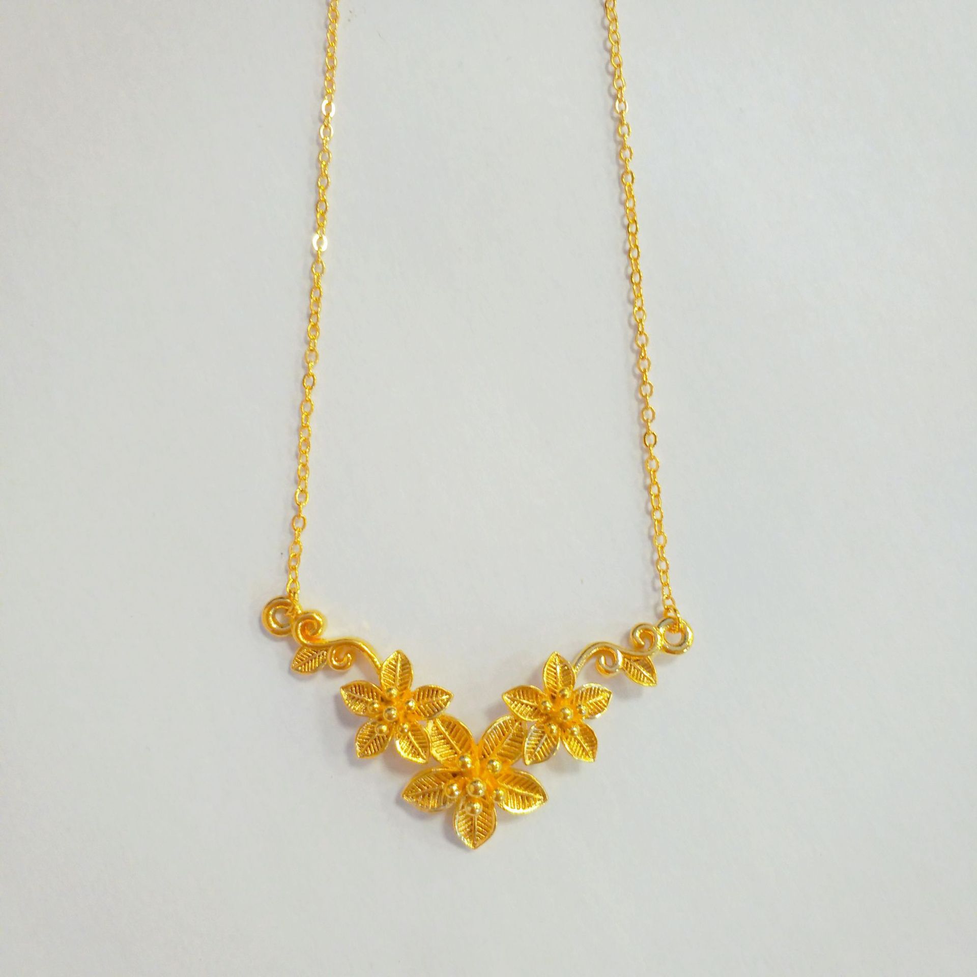 Bryllupshalskæde med glade blomster til kvinder, kunstig guldkæde i ét stykke, bryllupsgave til dette liv_voghion.com