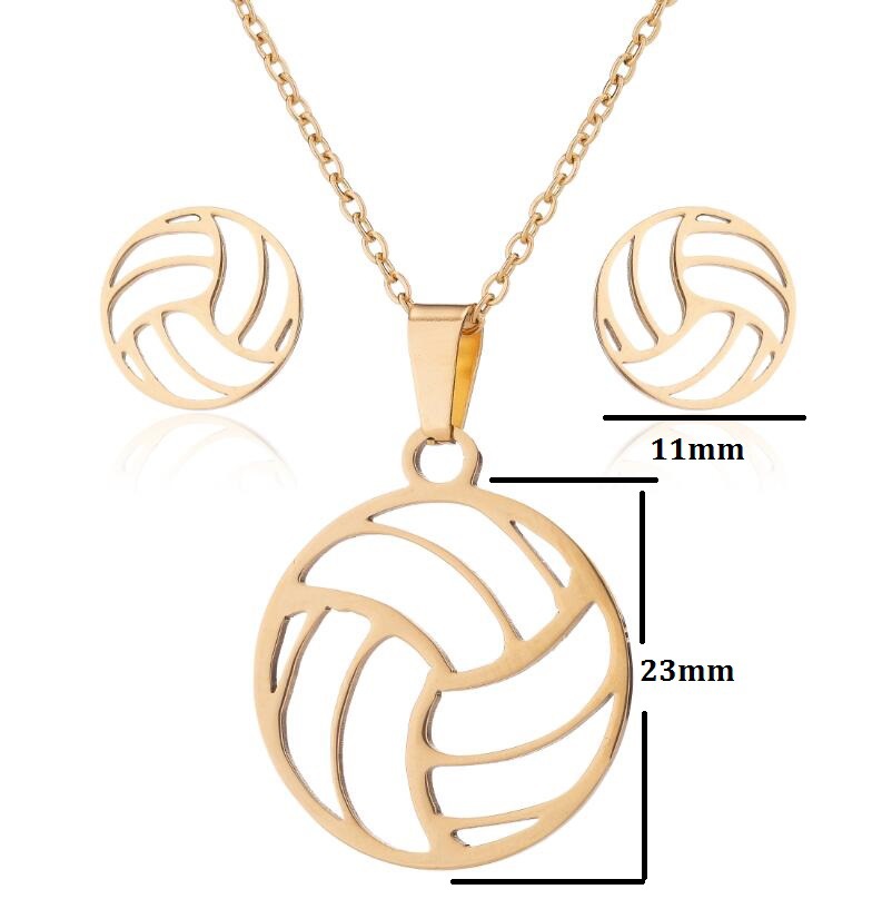 Women's Fashion Korean Style Volleyball Stainless Steel Alloy Pendant Necklace Ear Studs Plating Jewelry Sets display picture 2