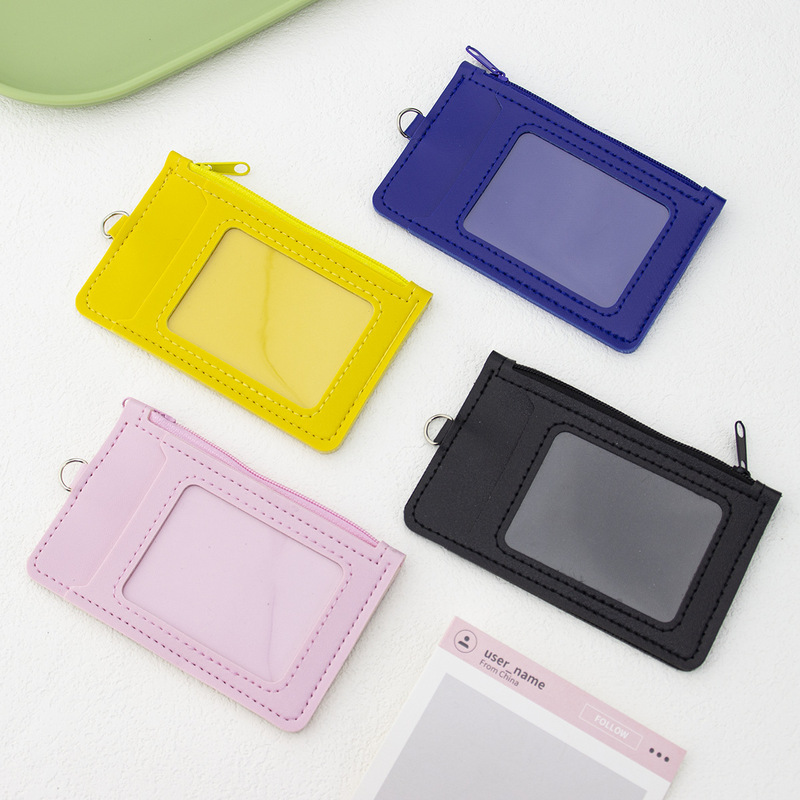 Cute Zipper Card Holder, Document Bag, Unisex Leather Card Holder, Coin Purse, High-End, Large Capacity, Multiple Card Slots