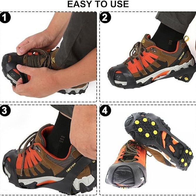 メーカー卸売り10歯釘シリカゲル氷爪屋外雪クライミング滑り止め靴カバーtpe十釘黄ボタン氷爪