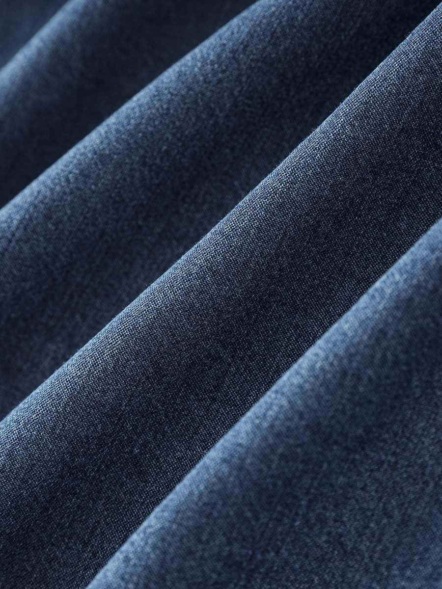 Váy liền denim Tiansi dáng maxi thắt eo phong cách Pháp mùa hè — Màu xanh lam