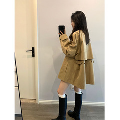 Awencoat 斗篷立领卡其短款风衣女小个子2025春秋新款中长款外套