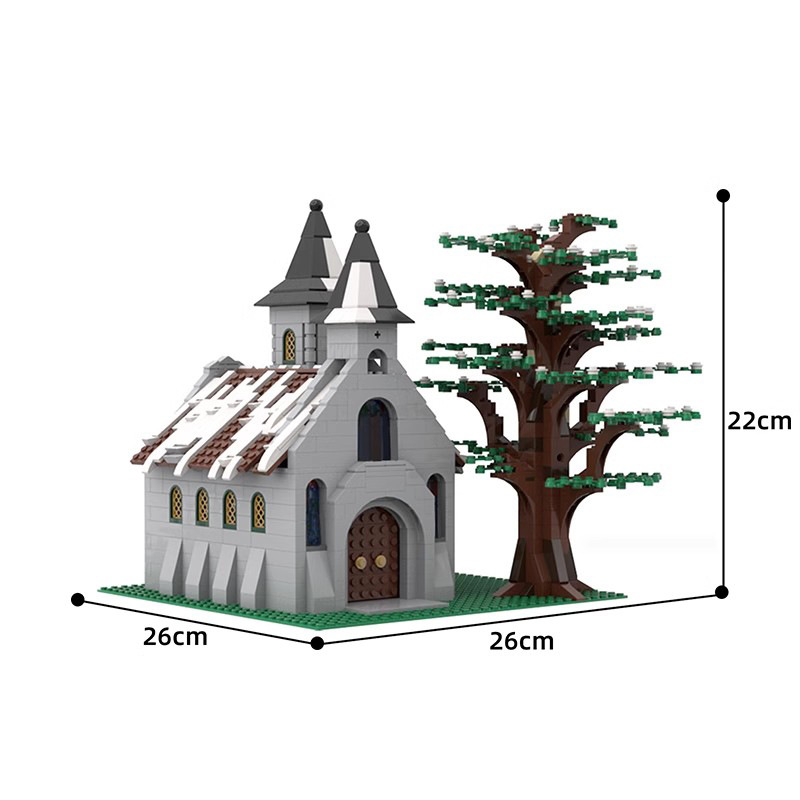 国产小颗粒MOC-38797冬季教堂 创意系列拼插积木建筑套装模型摆件
