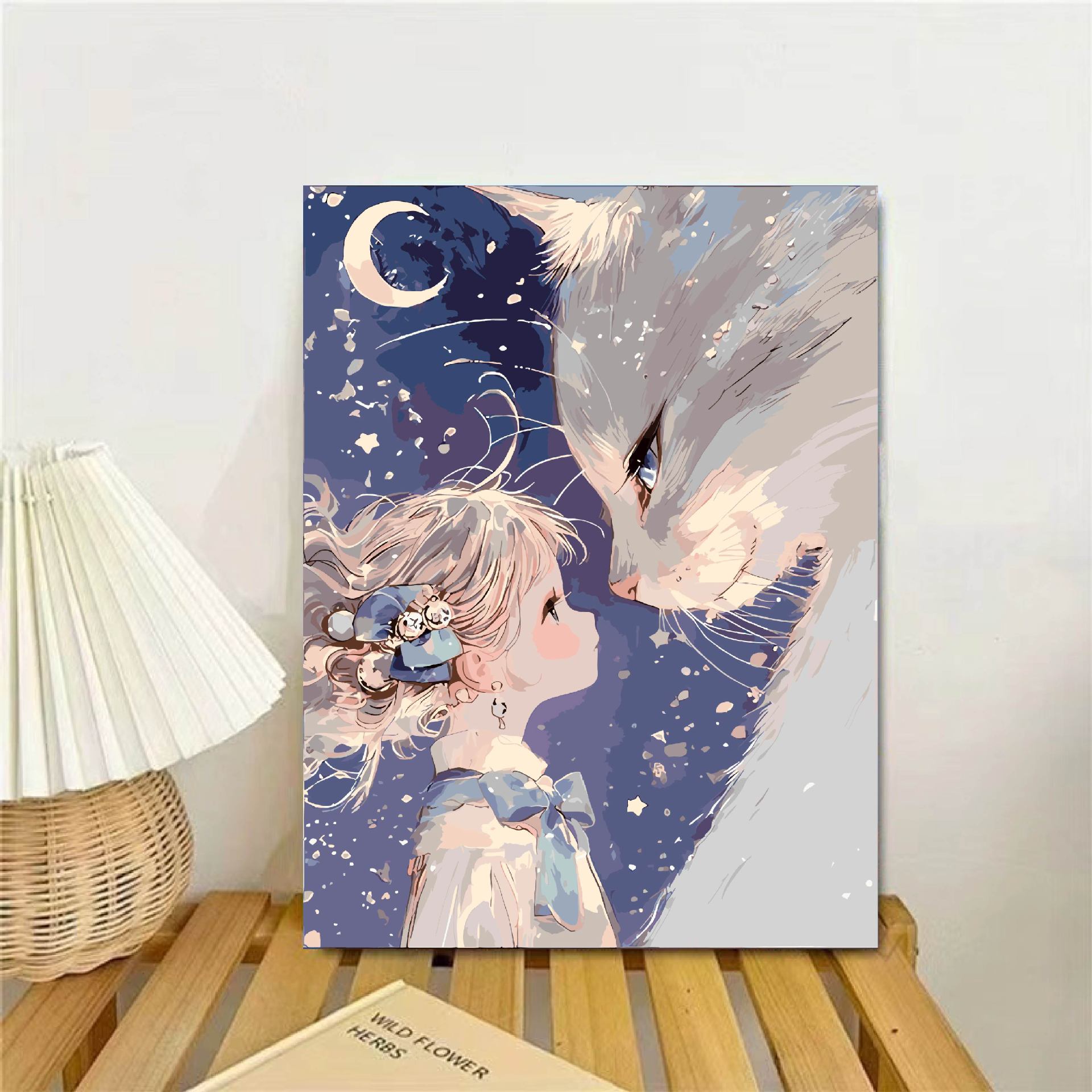 Gato chica pintura al óleo digital diy2025 nuevo sistema de curación para aliviar el aburrimiento pintado a mano relleno de pintura al óleo acrílico