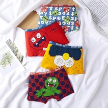 儿童内裤男童纯棉平角宝宝小男孩中大童全棉四角短裤红色小怪兽