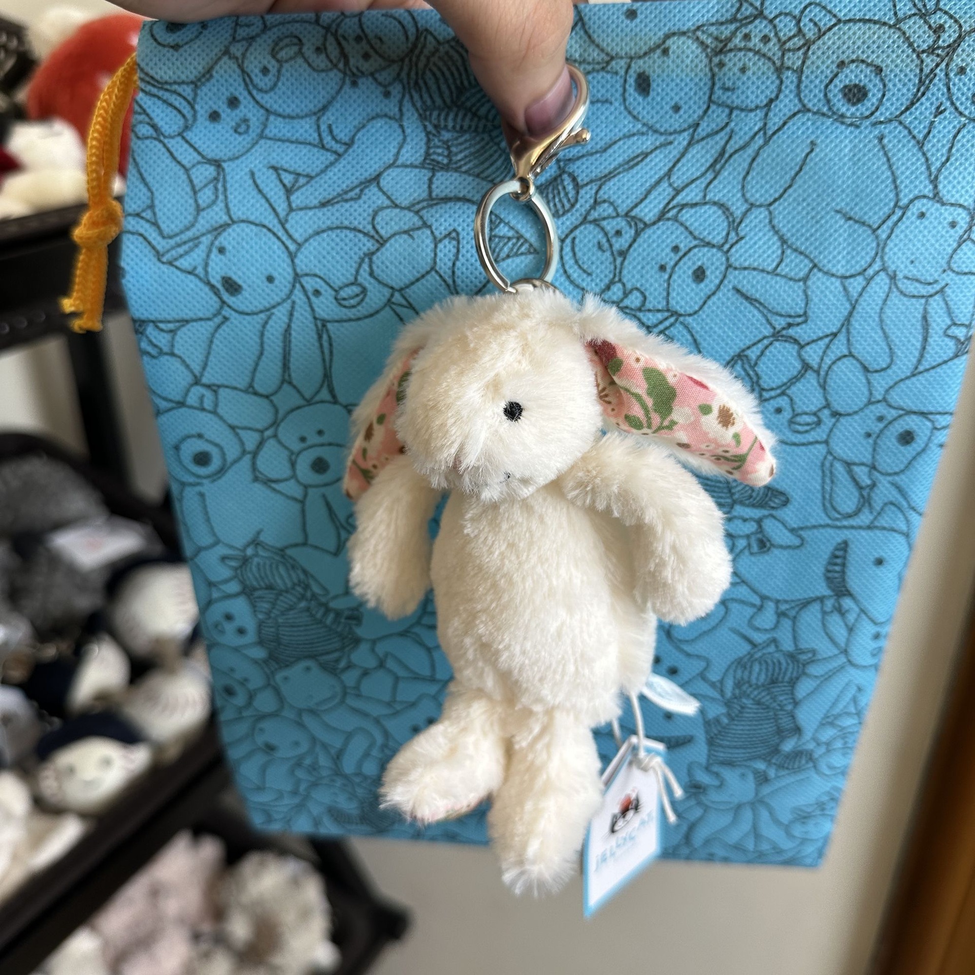 Floral white rabbit ornament