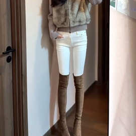 美式白色牛仔裤女韩版显瘦百搭经典基础款修身铅笔裤九分裤裤