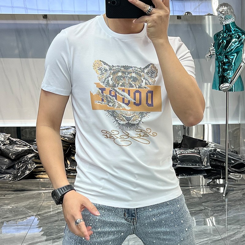 새로운 번개 얼굴 DOUT 타이거 반팔 화이트