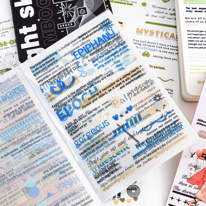 Star Note pegatinas transparentes impermeables para mascotas, pegatinas de diario, pegatinas de retro transfronterizas, pegatinas de material inglés