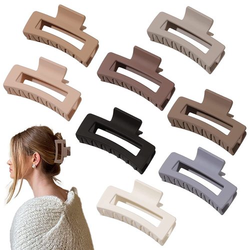 New simple oversized rubber paint grip clip 11cm hair volume large back head women's square frosted shark clip headwear