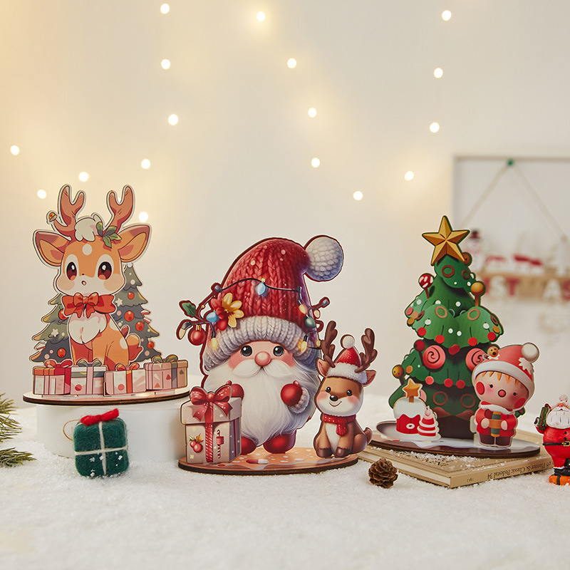 Wooden Christmas Decorations – Festive Santa & Tree Tabletop Ornaments (7 Styles, Rustic Holiday Home Décor)_voghion.com