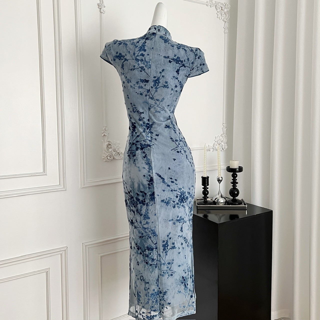 Plum Blossom Chinese Style Retro Modified For Women, Summer Cheongsam Collar Waist-Cinching Dress, 2025 New Model,_ecoleips.com