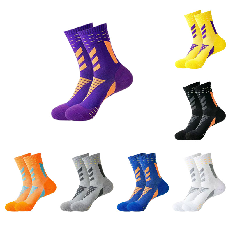 Cross-Border Professional Sports Socks Practical Elite Outdoor Running Marathon Breathable Sweat-Absorbent Mid-Tube Towel Bottom Basketball Socks