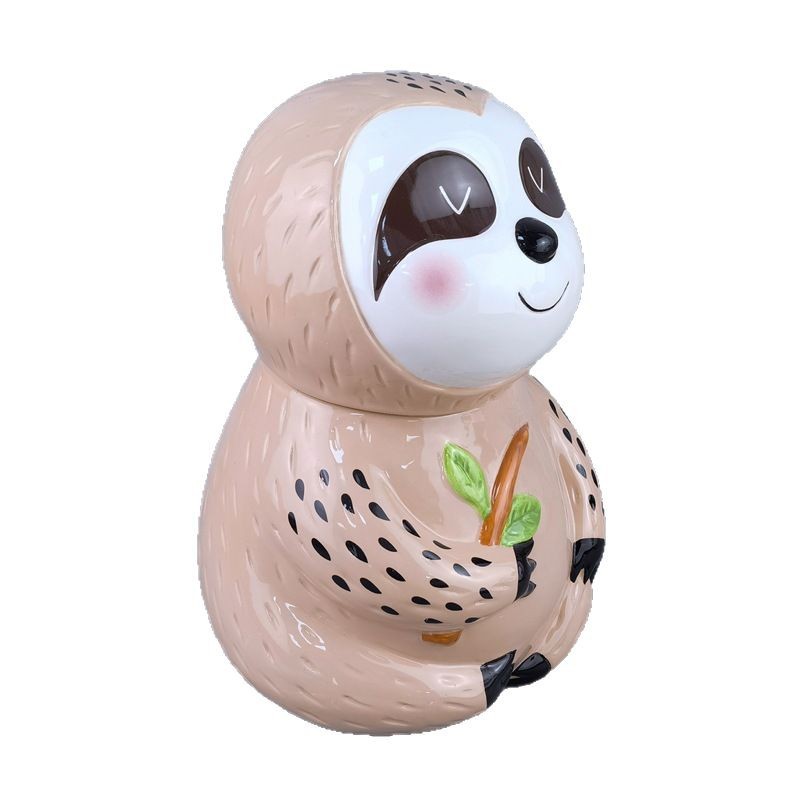 Cute cerámica perezosa almacenamiento frasco de oso frasco de dulces frasco de bocadillos verde pesado dolomita balena tanque de almacenamiento